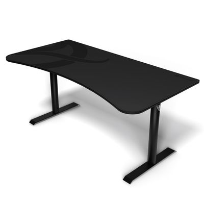 Arozzi Arena Ultrawide Curved Gaming and Office Desk with Full Surface Water Resistant DeskMat Custom Monitor Mount Cable Management Cut Outs Under The Desk Cable Management Netting - Dark Grey