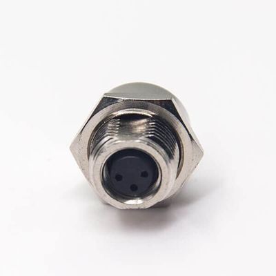 M8 3 Pin Female Straight Blukhead M12-1.0 Outer Thread PCB Mount Connector, Waterproof Circular Adapter Field Assembly Panel Receptacles for Electrical bike