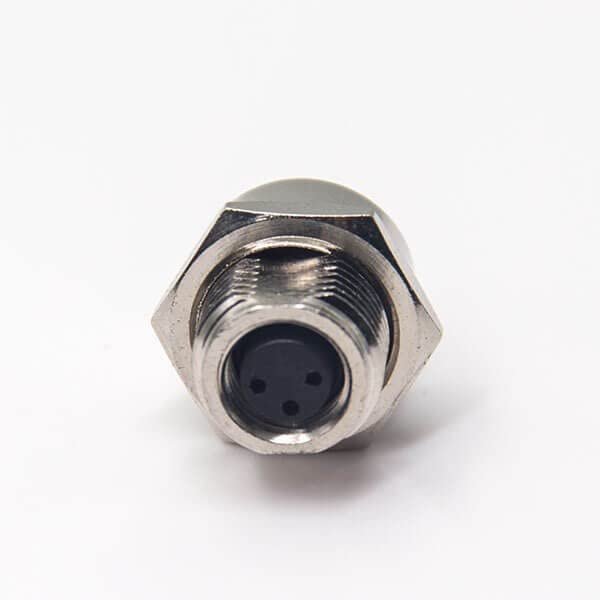 M8 3 Pin Female Straight Blukhead M12-1.0 Outer Thread PCB Mount Connector, Waterproof Circular Adapter Field Assembly Panel Receptacles for Electrical bike