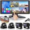 4K RV Backup Camera System 10.36" Quad Split Touch Screen Monitor with 4 1080P Rear Side View Camera, DVR Recording Bluetooth MP3 MP5 IP69 Waterproof Night Vision for RV Truck Trailer Tractor view 1