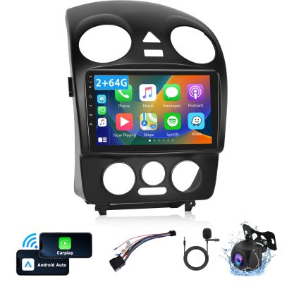 2+64G Android Stereo for Volkswagen Beetle 2004-2010 Support Wireless Carplay Android Auto with 9 Touchscreen GPS Navigation Bluetooth USB WiFi FM/RDS Radio Receiver AHD Backup Camera + External Mic