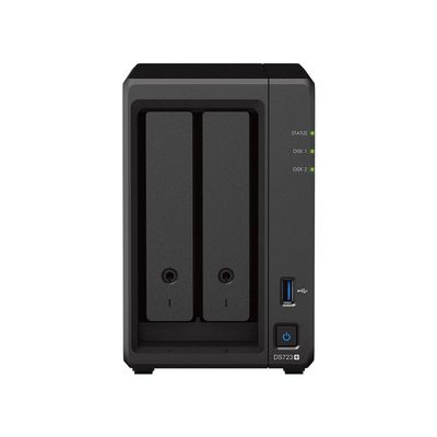 Synology DS723+ 2-Bay Diskstation NAS (AMD Ryzen 4 Threads R1600 Dual-Core 2GB Ram 2xRJ-45 1GbE LAN Port), 8TB Bundle with 2 x 4TB WD Red Plus NAS HDDs