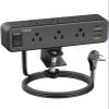 Desk Clamp Power Strip with PD 20W USB C, Desktop Edge Mount Surge Protector with 6 Outlet, Table Edge Socket with Switch, 6 ft Flat Plug Slim Extension Cord, Fit 1.8 inch Tabletop Thick view 1