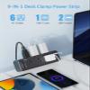 Desk Clamp Power Strip with PD 20W USB C, Desktop Edge Mount Surge Protector with 6 Outlet, Table Edge Socket with Switch, 6 ft Flat Plug Slim Extension Cord, Fit 1.8 inch Tabletop Thick view 2