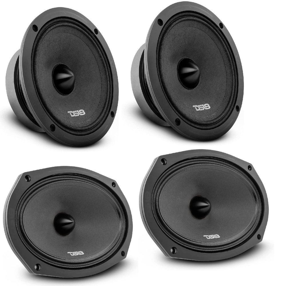 DS18 PRO-ZXI Pro Audio Loudspreaker Combo | (2) 6.5" Loudspeakers paired with (2) 6x9 Loudspeakers | 600W Max Power | Gloss Black Basket Face with Black Bullet Dust Covers | 4 Speakers Total