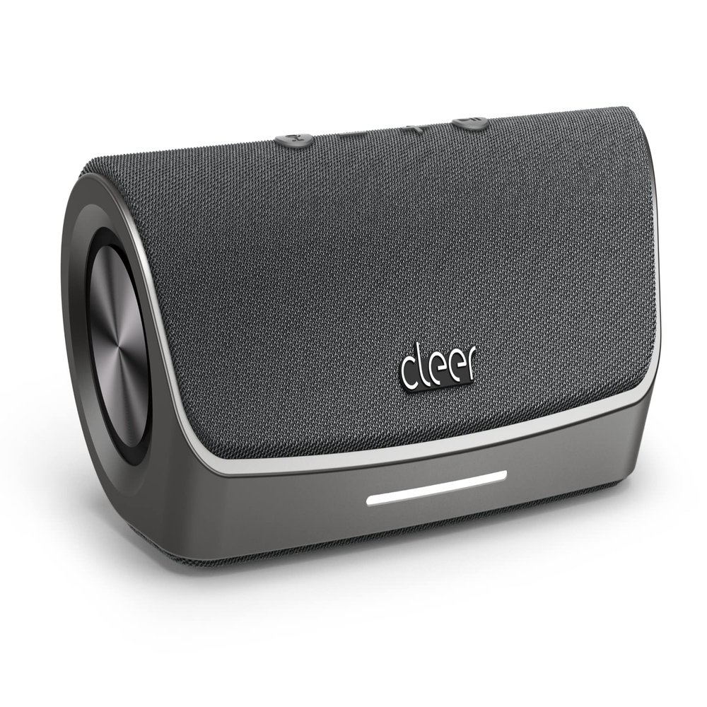 Cleer Scene Wireless Bluetooth Speaker, Simple Fast Pairing, Waterproof IPX7, 12Hrs Play time, Deep Bass, Built-in Mic, Powerful Portable Speakers, for Outdoor & Party, Home, Grey