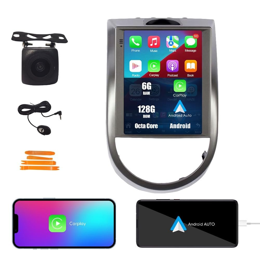Kunfine Tesla Style Car CarPlay Android Auto Navigation Stereo GPS Radio Reverse Camera 9.7" IPS Touchscreen Headunit Tablet Media Player for Kia Soul 2008-2011, if Applicable Octa Core 6G+128G