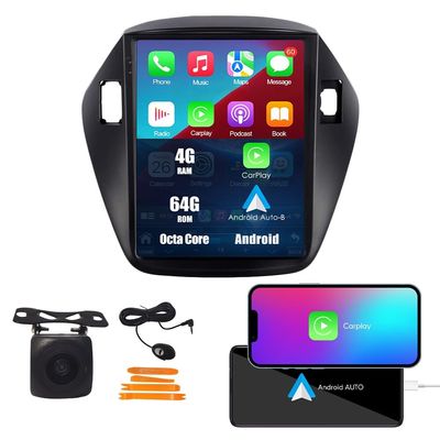 Tesla Style CarPlay Android Auto Navigation Stereo GPS Radio Reverse Camera 9.7" IPS Touchscreen Headunit Tablet Media Player for Hyundai Tucson Ix35 10-15Advanced, if Applicable Octa Core 4G+64G