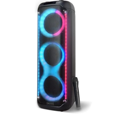 Dolphin KaraokeBox 380: Triple 8" Bluetooth Party Speaker  Powerful Sound System, Long-Lasting Rechargeable Battery, LED Lights, 35-Inch Tall, Portable Design, AUX/USB/TF/Bluetooth Connectivity
