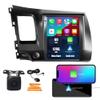 Kunfine Tesla Style Car CarPlay Android Auto Navigation Stereo GPS Radio Reverse Camera 9.7" IPS Touchscreen Headunit Tablet Media Player for Honda Civic 2006-2011, if Applicable Octa Core 6G+128G MT view 1