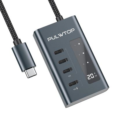 PULWTOP 4 in 1 USB C Hub - 10Gbps Data & Charging, No Video Support - USB C Adapter for iMac, MacBook, iPad, XPS