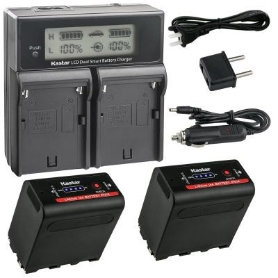 Kastar 2-Pack NP-F980EXP Battery and CH04 Dual Fast Charger Compatible with Blackmagic Design Video Assist 5" 7" Assist 3G-SDI/HDMI SmallHD 503 702 703 Indie 7 Cine 7 On-Camera Monitor