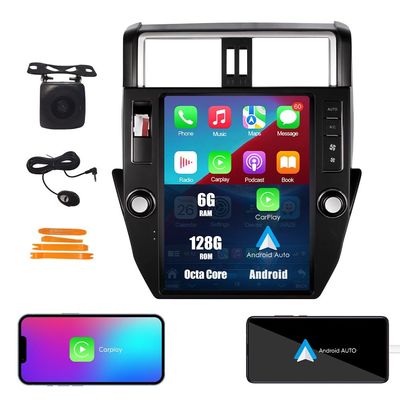 Tesla Style CarPlay Android Auto Navigation Stereo GPS Radio Reverse Camera 12.1" IPS Touchscreen Headunit Tablet Media Player for Toyota Land Cruiser Prado 2009-2013, if Applicable Octa Core 6G+128G