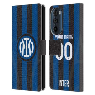 Head Case Designs Officially Licensed Custom Customized Personalized Inter Milan Home 2022/23 Crest Kit Leather Book Wallet Case Cover Compatible with Motorola Edge 30