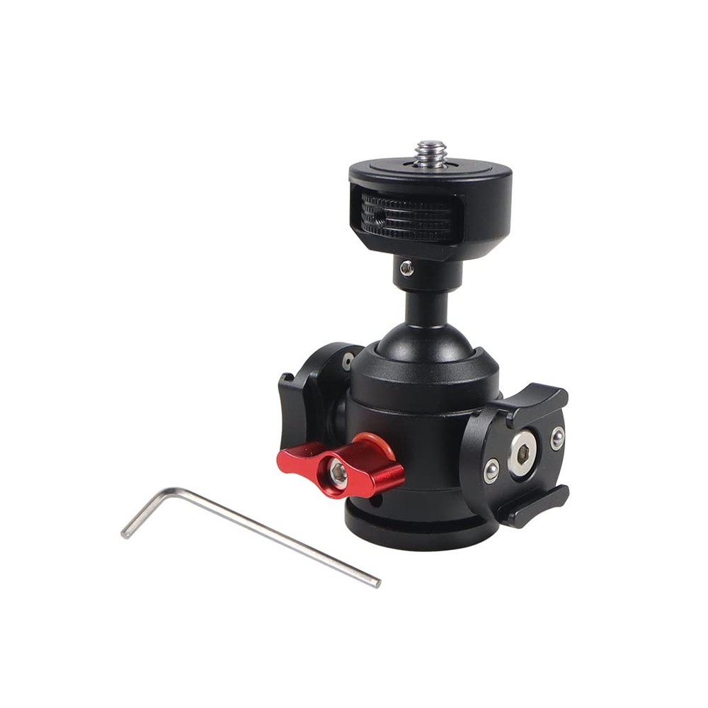 FEICHAO Swivel Tripod Ball Head 1/4" Screw Cold Shoe Mount Adapter for SLR Camera Tripod Microphone Expanded Accessories (Type B+2*Cold Shoe Mount)
