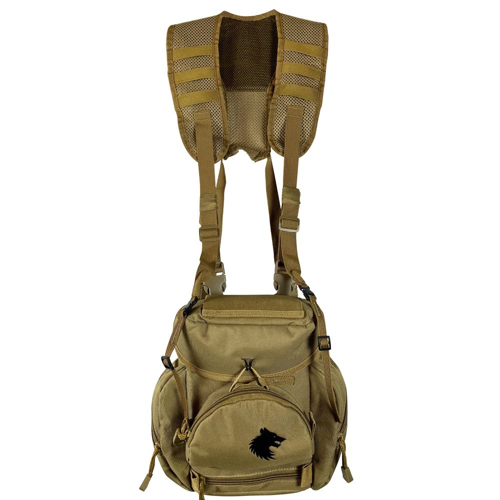 FIELDCRAFT Binocular Harness Chest Pack Field Pack Case for Men and Women for Binos Cameras Optics Rangefinder Gear Green (Coyote Brown)