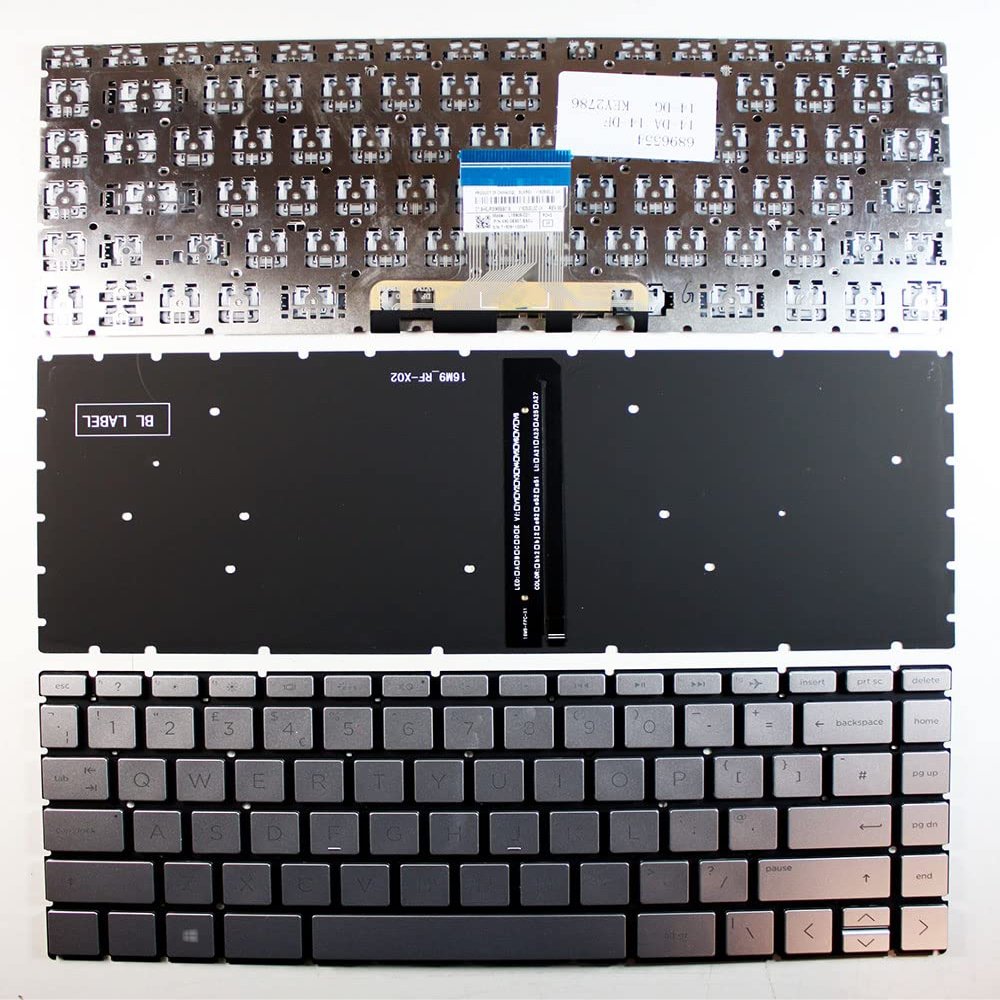 Power4Laptops UK Layout Backlit Silver Replacement Laptop Keyboard Compatible with HP Pavilion 14-dh1083TU