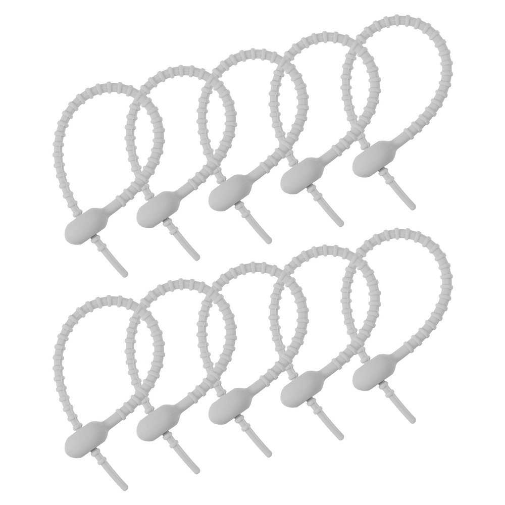 MECCANIXITY 30 Pack Silicone Cable Ties 6 Inch Reusable Zip Ties Silicone Twist Ties for Home Office Kitchen Organizer Food Bag Cord Key Management Gray