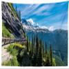 Loccor 10x6.5ft Fabric Mountain Backdrop Train and Yukon Railway Backdrops Blue Sky White Clouds Forest Summer Alaska Scenic Photography Background Children Adults Outdoor Travel Video Photo Props view 4