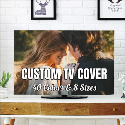 AMAPARK Personalized TV Cover for 47 inch LCD TV Customized with Image Text Logo Design Your Own Home Office Decorations Dustproof TV Cover Suitable for Sets of Most Models TV