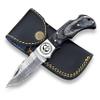 WINTERFELL Personalized Damascus Steel Folding Pocket Knife - Engraved 6.5'' Small Pocket Knife for Outdoor, Camping, Hiking - Customized Gift For Husband, Dad, Son, Boyfriend (Personalized black) view 1