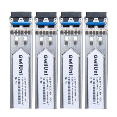4Pcs 40km SFP 1.25G Single Mode Fiber Module Network Transceiver 1310nm, Duplex LC for Cisco, Netgear, MikroTik, Ubiquity, DLink etc,