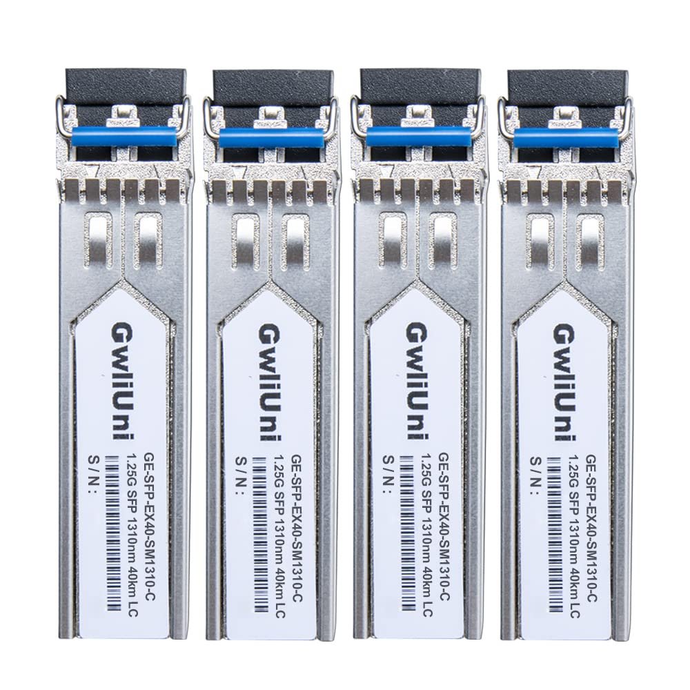 4Pcs 40km SFP 1.25G Single Mode Fiber Module Network Transceiver 1310nm, Duplex LC for Cisco, Netgear, MikroTik, Ubiquity, DLink etc,