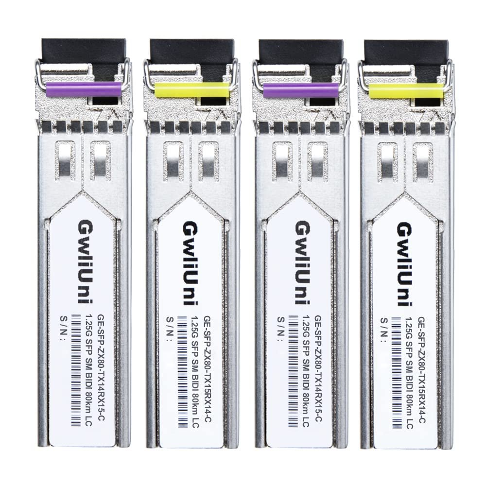 2 Pairs 80km SFP 1.25G BIDI Single Mode Fiber Module Network Transceiver, LC Interface for Cisco, Netgear, MikroTik, Ubiquity, DLink etc,