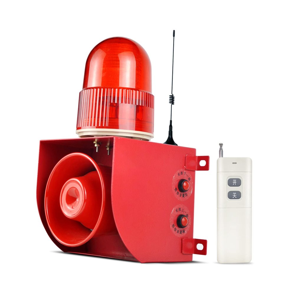 YASONG SLA-01HY Outdoor Remote Control LED Strobe Alarm Siren, 1.2 Mile Long Distance Barrier-Free Control, 120dB Speaker, 9 Tones Adjustable with USB Port, 25 Watts IP65 AC110V (witn Plug)