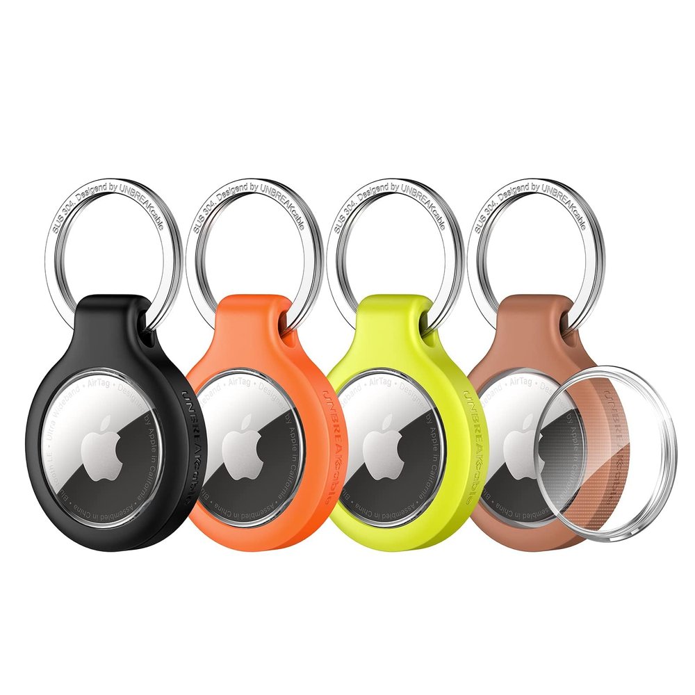 UNBREAKcable for Apple AirTag Holder 4 Pack Waterproof Case with Keychain