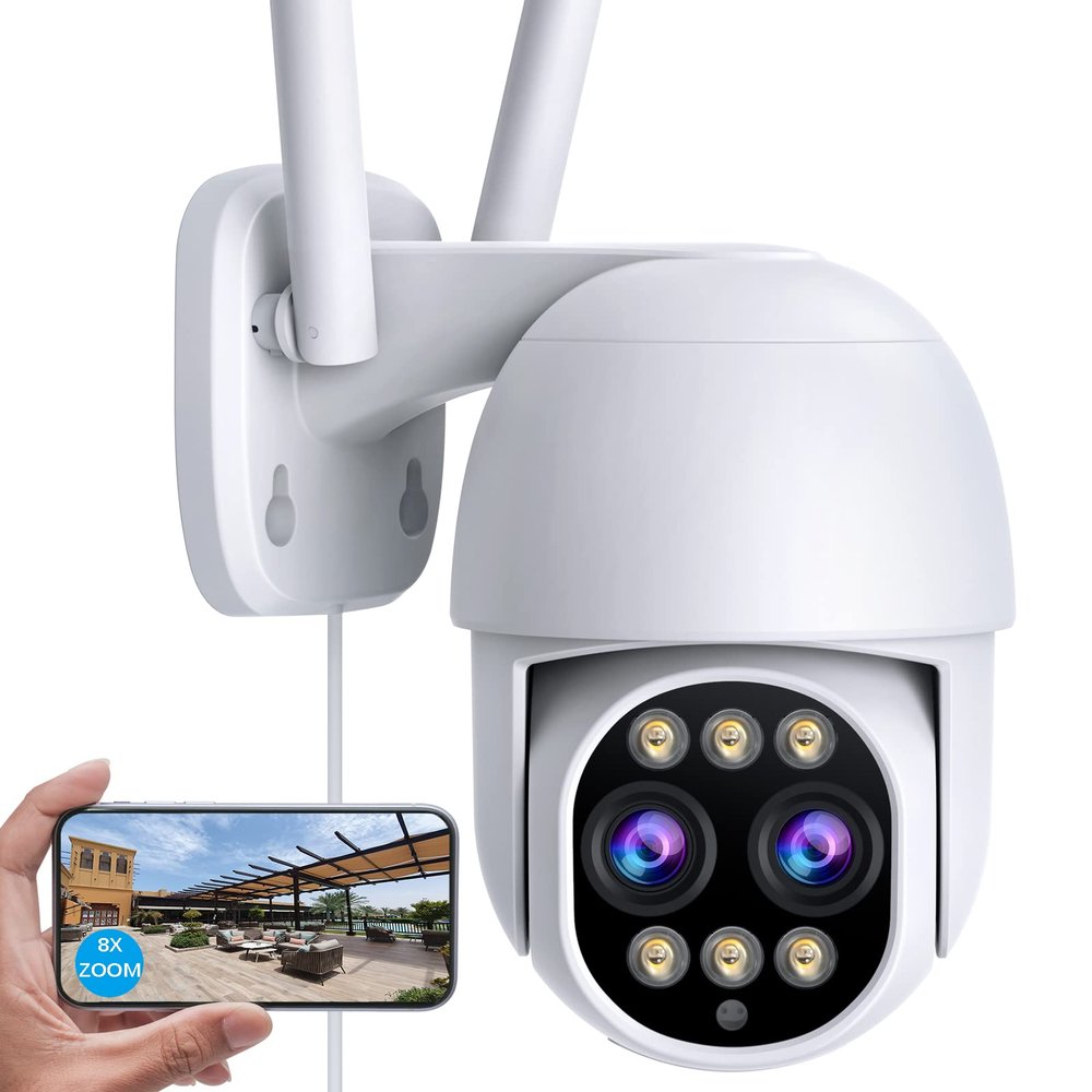 CAMBLINK 2MP Wireless Security Camera Outdoor 8X Zoom,2.4gwifi Cameras for Home Security,Spotlight & Siren,Auto Tracking, Two Way Audio, Color Night Vision & Ip66 Waterproof,Cloud & Sd Card Storage