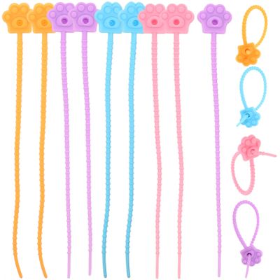 20pcs Cat Paw Shape Silicone Cable Ties Reusable Flexible Zip Ties for Cable Management Home Office Travel for Organizing Cords Wires
