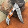 WINTERFELL Damascus Steel Hunting Pocket Knife with Burnt Camel Bone Handle with Belt Clip - 7.5" Custom Gift Knife for Men - Unique Anniversary, Birthday gifts for Husband, Dad, Boyfriend view 1
