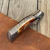WINTERFELL Damascus Steel Hunting Pocket Knife with Burnt Camel Bone Handle with Belt Clip - 7.5" Custom Gift Knife for Men - Unique Anniversary, Birthday gifts for Husband, Dad, Boyfriend view 3