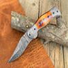 WINTERFELL Damascus Steel Hunting Pocket Knife with Burnt Camel Bone Handle with Belt Clip - 7.5" Custom Gift Knife for Men - Unique Anniversary, Birthday gifts for Husband, Dad, Boyfriend view 4