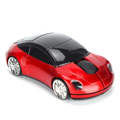 2.4GHz Car Mouse, 3D Sport Car Shape Ergonomic Optical Mice with USB Receiver, 1600 DPI Computer Mouse with LED Light for PC Laptop Computer Kids Girls Small Hands (Red)