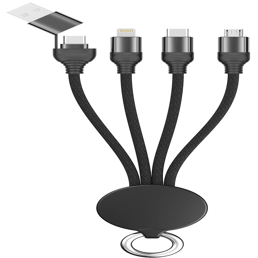 2GO All in One USB/Type C Charging Cable Black 15 cm