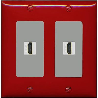 RiteAV HDMI Wall Plate 2 Port - 2 Gang [Red/Gray]