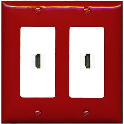 RiteAV HDMI Wall Plate 2 Port - 2 Gang [Red/White]