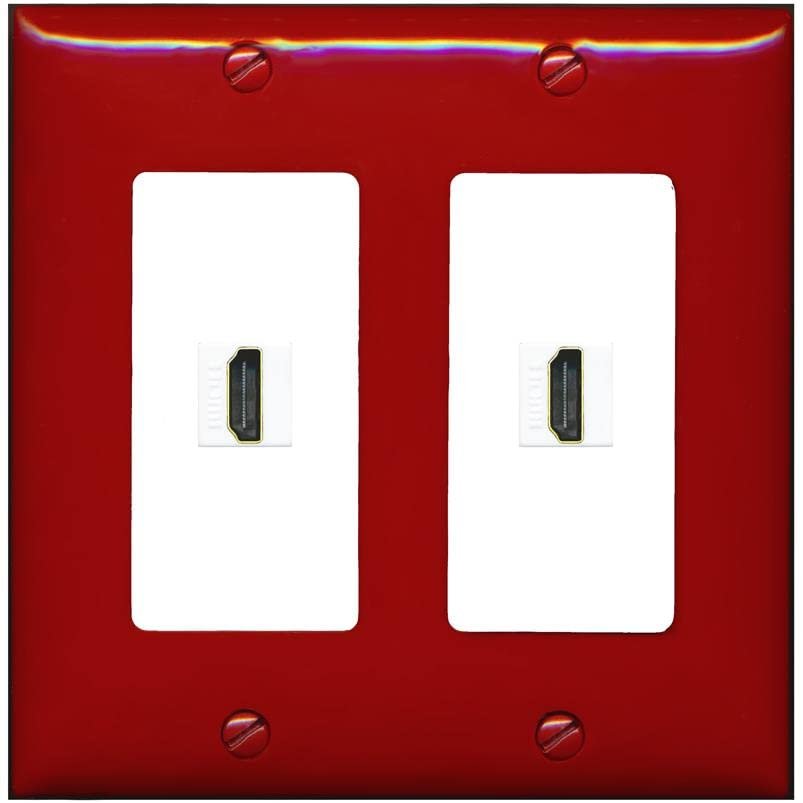 RiteAV HDMI Wall Plate 2 Port - 2 Gang [Red/White]