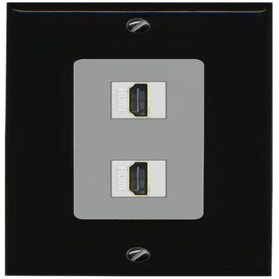 RiteAV HDMI Wall Plate 2 Port - 1 Gang [Black/Gray]