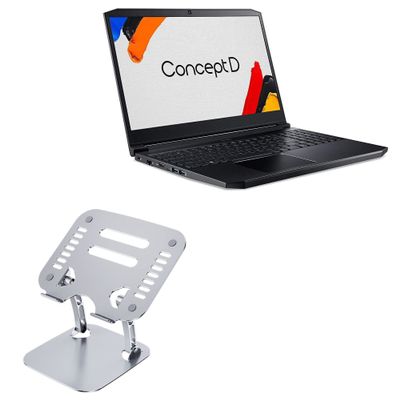 BoxWave Stand and Mount Compatible with Acer ConceptD 5 (CN517-71) - Executive VersaView Laptop Stand, Ergonomic Adjustable Viewing Angle Metallic Riser - Metallic Silver