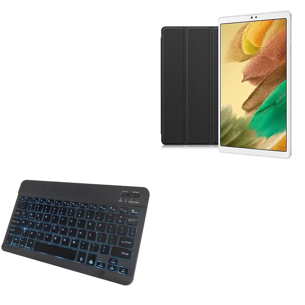 BoxWave Keyboard Compatible with Samsung Galaxy Tab A7 Lite (8.7 in) - SlimKeys Bluetooth Keyboard - with Backlight, Portable Slim LED 7 Colors - Jet Black
