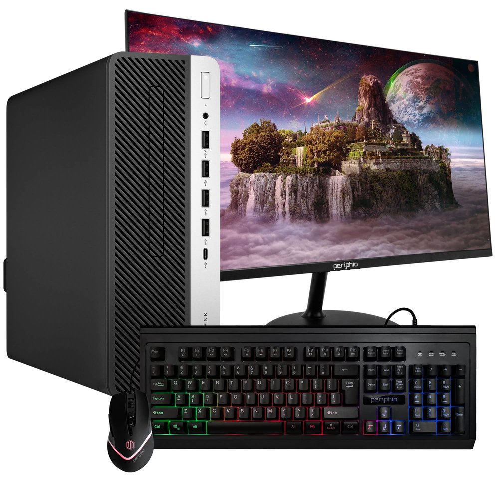 HP ProDesk 600G4 Desktop Computer | Hexa Core Intel i5 (3.2GHz) | 16GB DDR4 RAM | 500GB SSD Solid State | Windows 11 | New 24in LCD Monitor | RGB Keyboard & Mouse | Home or Office PC (Renewed)