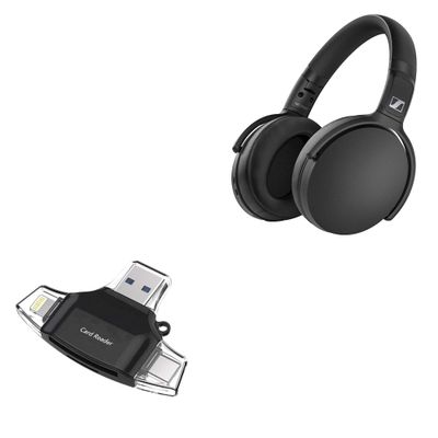 BoxWave Smart Gadget Compatible with Sennheiser HD 350BT - AllReader SD Card Reader, microSD Card Reader SD Compact USB - Jet Black