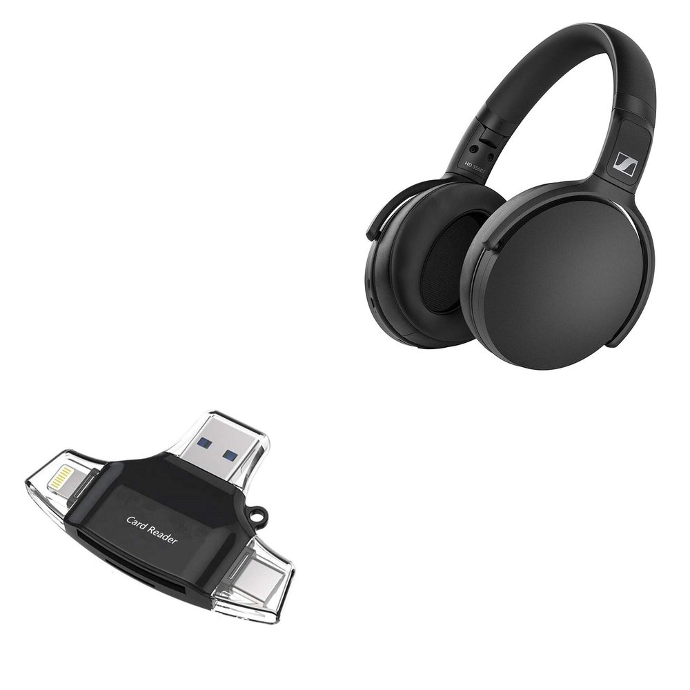 BoxWave Smart Gadget Compatible with Sennheiser HD 350BT - AllReader SD Card Reader, microSD Card Reader SD Compact USB - Jet Black