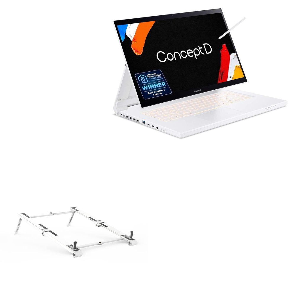 BoxWave Stand and Mount Compatible with Acer ConceptD 7 Ezel (CC715-71) - Pocket Aluminum Stand 3-in-1, Portable Multi Angle Viewing Riser - Metallic Silver
