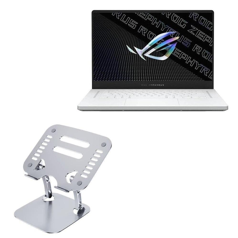 BoxWave Stand and Mount Compatible with ASUS ROG Zephyrus G15 (GA503) - Executive VersaView Laptop Stand, Ergonomic Adjustable Viewing Angle Metallic Riser - Metallic Silver