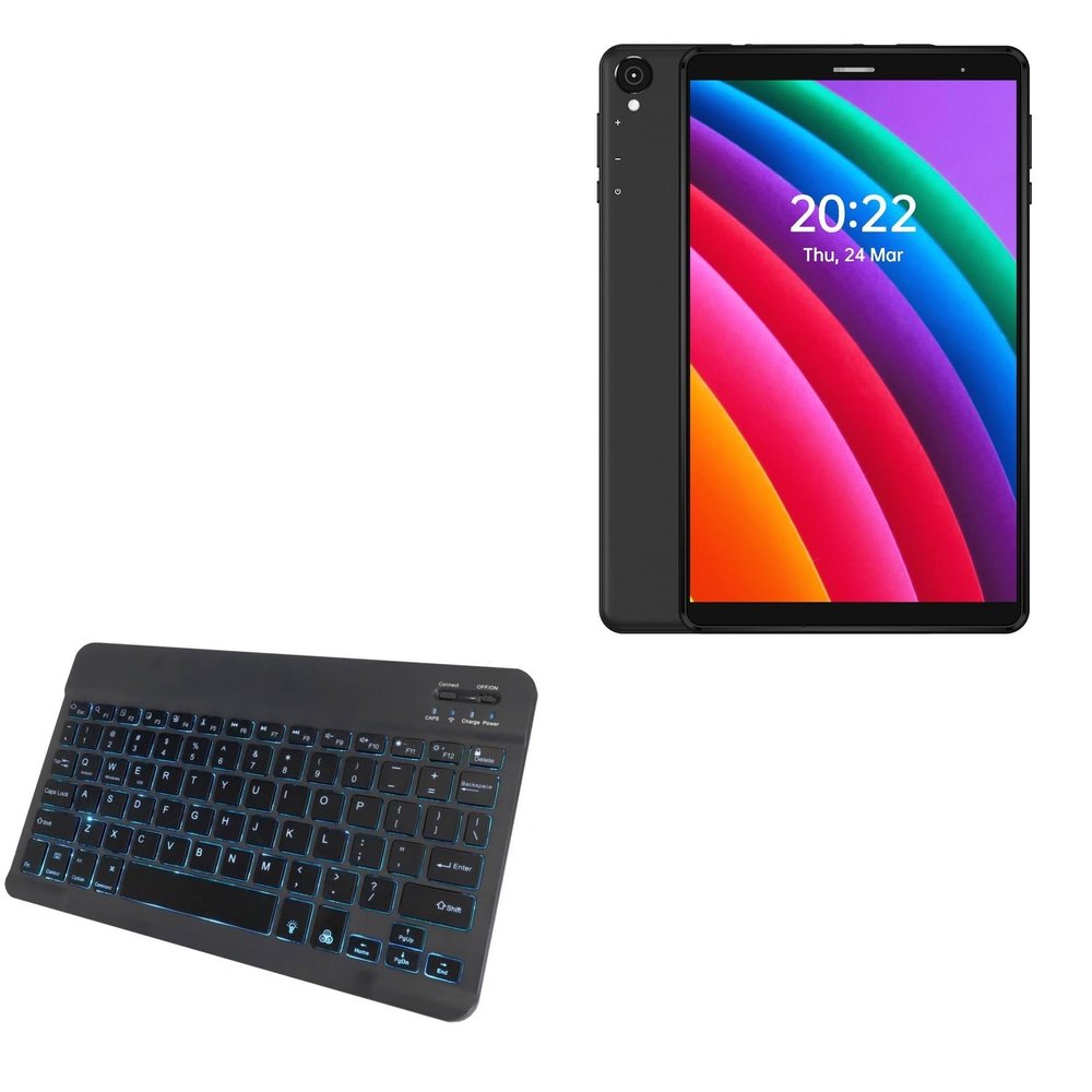 BoxWave Keyboard Compatible with Headwolf Tablet FPad1 (8 in) - SlimKeys Bluetooth Keyboard - with Backlight, Portable Slim LED 7 Colors - Jet Black
