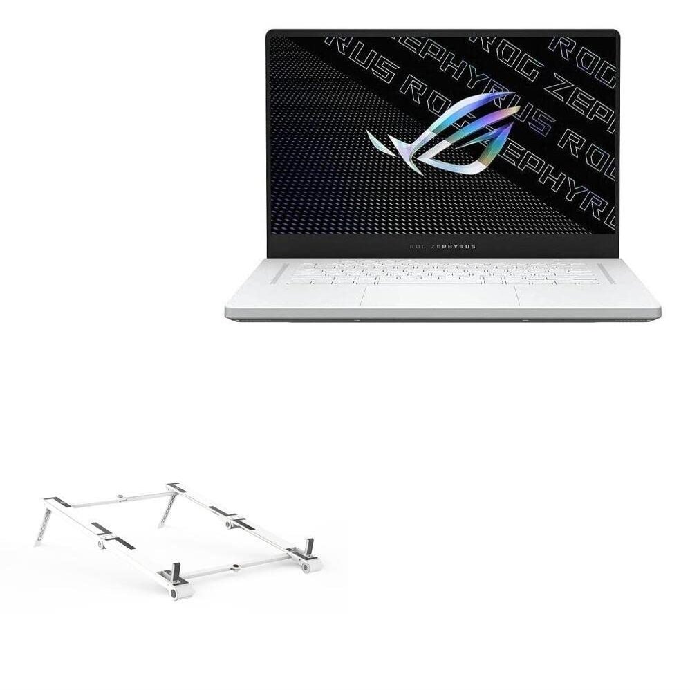 BoxWave Stand and Mount Compatible with ASUS ROG Zephyrus G15 (GA503) - Pocket Aluminum Stand 3-in-1, Portable Multi Angle Viewing Riser - Metallic Silver